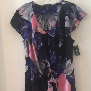 Style & Co Short Sleeve Ruffled Front Dress Sz L